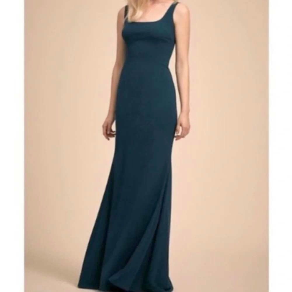 Anthropologie Katie May Lucy Dress Teal Blue Square Neck Sleeveless Maxi Gown 10
